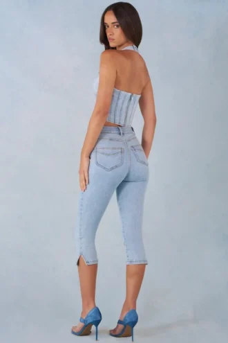 Landon Mid-Rise Denim Capri Jeans σε ανοιχτό χρώμα τζιν