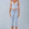 Landon Mid-Rise Denim Capri Jeans σε ανοιχτό χρώμα τζιν