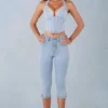 Landon Mid-Rise Denim Capri Jeans σε ανοιχτό χρώμα τζιν