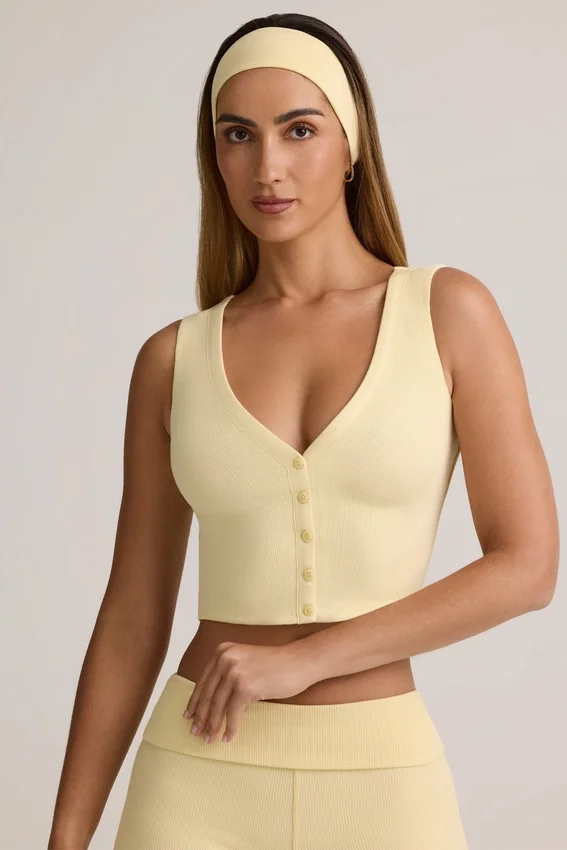 Lene Modal Ribbed Button-Up Μπλούζα σε χρώμα Buttercream Yellow Lene Modal Ribbed Button-Up Μπλούζα σε χρώμα Buttercream Yellow
