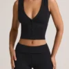 Lene Modal Ribbed Button-Up Μπλούζα σε μαύρο
