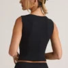 Lene Modal Ribbed Button-Up Μπλούζα σε μαύρο