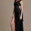 Leontine Μάξι φόρεμα με λεπτομέρειες από δαντέλα με πούλιες σε μαύρο χρώμα Leontine Μάξι φόρεμα με λεπτομέρειες από δαντέλα με πούλιες σε μαύρο χρώμα