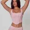Letitia Μπλούζα κορσέ με διακοσμητικά στοιχεία και κορδόνια σε απαλό ροζ Letitia Μπλούζα κορσέ με διακοσμητικά στοιχεία και κορδόνια σε απαλό ροζ