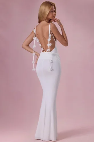Λευκό φόρεμα Alora Jersey Draped