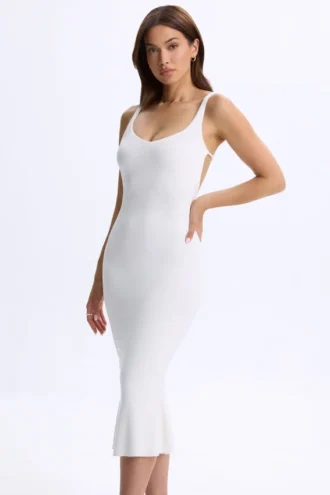Λευκό φόρεμα Lois Modal Plunge Open-Back Midaxi
