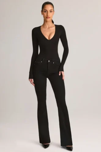 Lone Denim Mid-Rise Flared Jeans σε μαύρο