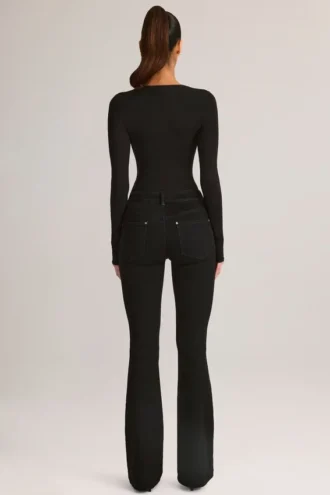 Lone Denim Mid-Rise Flared Jeans σε μαύρο