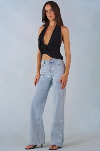 Lorielle Mid-Rise Straight-Leg Jeans σε ανοιχτό χρώμα τζιν