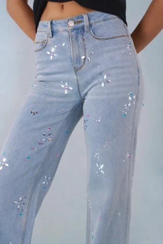 Lorielle Mid-Rise Straight-Leg Jeans σε ανοιχτό χρώμα τζιν