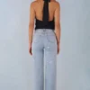 Lorielle Mid-Rise Straight-Leg Jeans σε ανοιχτό χρώμα τζιν