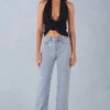 Lorielle Mid-Rise Straight-Leg Jeans σε ανοιχτό χρώμα τζιν
