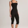 Luma Modal Bodycon Capri Ολόσωμη Φόρμα με τετράγωνο λαιμό σε μαύρο