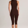 Luma Modal Square-Neck Bodycon Capri Ολόσωμη Φόρμα σε χρώμα σοκολάτας