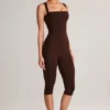 Luma Modal Square-Neck Bodycon Capri Ολόσωμη Φόρμα σε χρώμα σοκολάτας