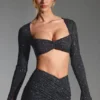 Lumina Embellished Long-Sleeve Crop Top σε μαύρο Lumina Embellished Long-Sleeve Crop Top σε μαύρο