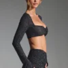 Lumina Embellished Long-Sleeve Crop Top σε μαύρο Lumina Embellished Long-Sleeve Crop Top σε μαύρο