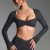 Lumina Embellished Long-Sleeve Crop Top σε μαύρο Lumina Embellished Long-Sleeve Crop Top σε μαύρο