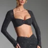 Lumina Embellished Long-Sleeve Crop Top σε μαύρο Lumina Embellished Long-Sleeve Crop Top σε μαύρο