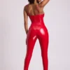 Lynx Vinyl Plunge Neck Catsuit σε Fire Red Lynx Vinyl Plunge Neck Catsuit σε Fire Red