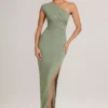 Μακρύ ασύμμετρο φόρεμα Maude Modal με σούρες σε χρώμα Sage Green Μακρύ ασύμμετρο φόρεμα Maude Modal με σούρες σε χρώμα Sage Green