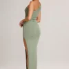 Μακρύ ασύμμετρο φόρεμα Maude Modal με σούρες σε χρώμα Sage Green Μακρύ ασύμμετρο φόρεμα Maude Modal με σούρες σε χρώμα Sage Green