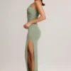 Μακρύ ασύμμετρο φόρεμα Maude Modal με σούρες σε χρώμα Sage Green Μακρύ ασύμμετρο φόρεμα Maude Modal με σούρες σε χρώμα Sage Green