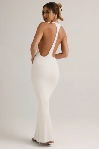 Μακρύ φόρεμα Imelda Modal Racerback σε λευκό