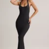 Μακρύ φόρεμα Imelda Modal Racerback σε μαύρο χρώμα