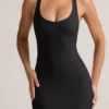 Μακρύ φόρεμα Imelda Modal Racerback σε μαύρο χρώμα
