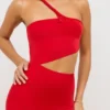 Μακρύ φόρεμα Kalina Jersey με ασύμμετρη κοπή σε κόκκινο Μακρύ φόρεμα Kalina Jersey με ασύμμετρη κοπή σε κόκκινο