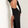 Μακρύ φόρεμα Kiah με μακριά μανίκια και ανοιχτή πλάτη σε μαύρο χρώμα Μακρύ φόρεμα Kiah με μακριά μανίκια και ανοιχτή πλάτη σε μαύρο χρώμα