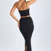 Μακρύ φούστα Lena Modal Twist-Front σε μαύρο Μακρύ φούστα Lena Modal Twist-Front σε μαύρο
