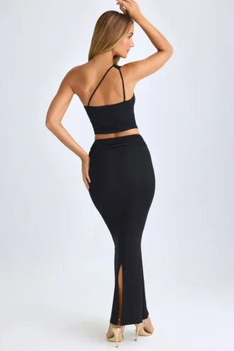 Μακρύ φούστα Lena Modal Twist-Front σε μαύρο