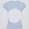 Μακρύ T-shirt με κοψίματα σε χρώμα Sky Μακρύ T-shirt με κοψίματα σε χρώμα Sky