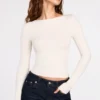 Μακρυμάνικη μπλούζα Luisa με ραβδώσεις και πτυχώσεις από μοντάλ σε ιβουάρ Μακρυμάνικη μπλούζα Luisa με ραβδώσεις και πτυχώσεις από μοντάλ σε ιβουάρ