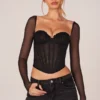 Μακρυμάνικη μπλούζα Zella Corset σε μαύρο χρώμα Μακρυμάνικη μπλούζα Zella Corset σε μαύρο χρώμα
