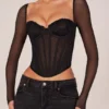 Μακρυμάνικη μπλούζα Zella Corset σε μαύρο χρώμα Μακρυμάνικη μπλούζα Zella Corset σε μαύρο χρώμα
