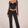 Μακρυμάνικη μπλούζα Zella Corset σε μαύρο χρώμα Μακρυμάνικη μπλούζα Zella Corset σε μαύρο χρώμα