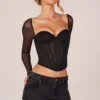 Μακρυμάνικη μπλούζα Zella Corset σε μαύρο χρώμα Μακρυμάνικη μπλούζα Zella Corset σε μαύρο χρώμα