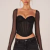 Μακρυμάνικη μπλούζα Zella Corset σε μαύρο χρώμα Μακρυμάνικη μπλούζα Zella Corset σε μαύρο χρώμα