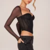 Μακρυμάνικη μπλούζα Zella Corset σε μαύρο χρώμα Μακρυμάνικη μπλούζα Zella Corset σε μαύρο χρώμα