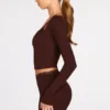 Margaux Ribbed Modal Long-Sleeve Laced Bra Μπλούζα σε χρώμα σοκολάτας Margaux Ribbed Modal Long-Sleeve Laced Bra Μπλούζα σε χρώμα σοκολάτας