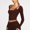 Margaux Ribbed Modal Long-Sleeve Laced Bra Μπλούζα σε χρώμα σοκολάτας Margaux Ribbed Modal Long-Sleeve Laced Bra Μπλούζα σε χρώμα σοκολάτας