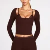 Margaux Ribbed Modal Long-Sleeve Laced Bra Μπλούζα σε χρώμα σοκολάτας Margaux Ribbed Modal Long-Sleeve Laced Bra Μπλούζα σε χρώμα σοκολάτας