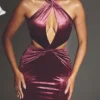 Μάξι φόρεμα Adriana Velvet με λαιμόκοψη halter σε χρώμα κρασιού Μάξι φόρεμα Adriana Velvet με λαιμόκοψη halter σε χρώμα κρασιού