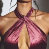 Μάξι φόρεμα Adriana Velvet με λαιμόκοψη halter σε χρώμα κρασιού Μάξι φόρεμα Adriana Velvet με λαιμόκοψη halter σε χρώμα κρασιού