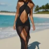Μάξι φόρεμα Caicos με ανοίγματα και λαιμόκοψη halter σε μαύρο χρώμα Μάξι φόρεμα Caicos με ανοίγματα και λαιμόκοψη halter σε μαύρο χρώμα