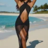 Μάξι φόρεμα Caicos με ανοίγματα και λαιμόκοψη halter σε μαύρο χρώμα Μάξι φόρεμα Caicos με ανοίγματα και λαιμόκοψη halter σε μαύρο χρώμα