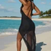 Μάξι φόρεμα Caicos με ανοίγματα και λαιμόκοψη halter σε μαύρο χρώμα Μάξι φόρεμα Caicos με ανοίγματα και λαιμόκοψη halter σε μαύρο χρώμα